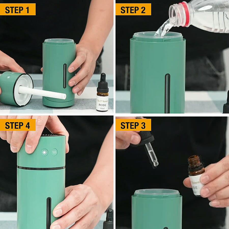 The Five Season - 90 Degree Adjustable Spray Direction, Humidifier with Jasmine Fragrance Oil and Night Light - Light Green