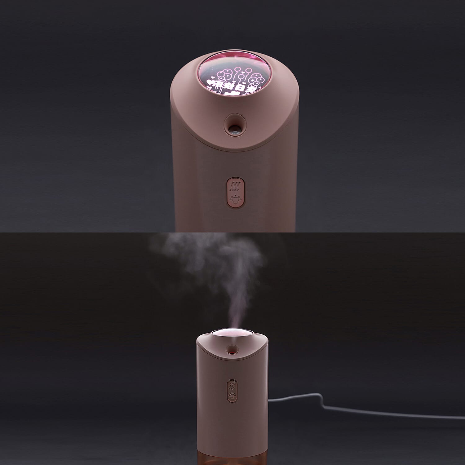 The Five Season - On - Board Projection Lamp Humidifier with Rose Fragrance Oil and Night Light with Colour - Pink