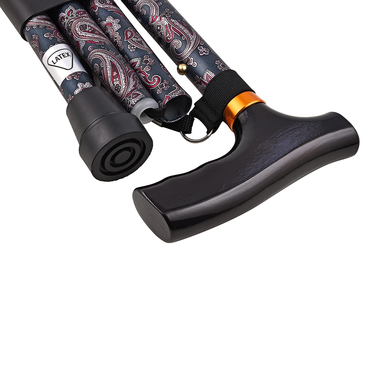 Homecraft Folding Coloured Walking Stick (Extendable 88cm) - Paisley