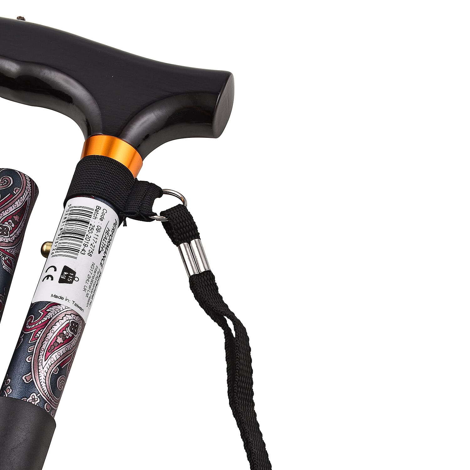 Homecraft Folding Coloured Walking Stick (Extendable 88cm) - Paisley