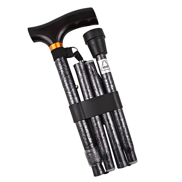 Homecraft Folding Coloured Walking Stick (Extendable 99cm) Grey