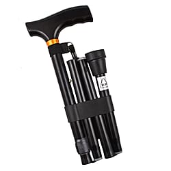 Homecraft Folding Coloured Walking Stick (Extendable 94cm) - Black