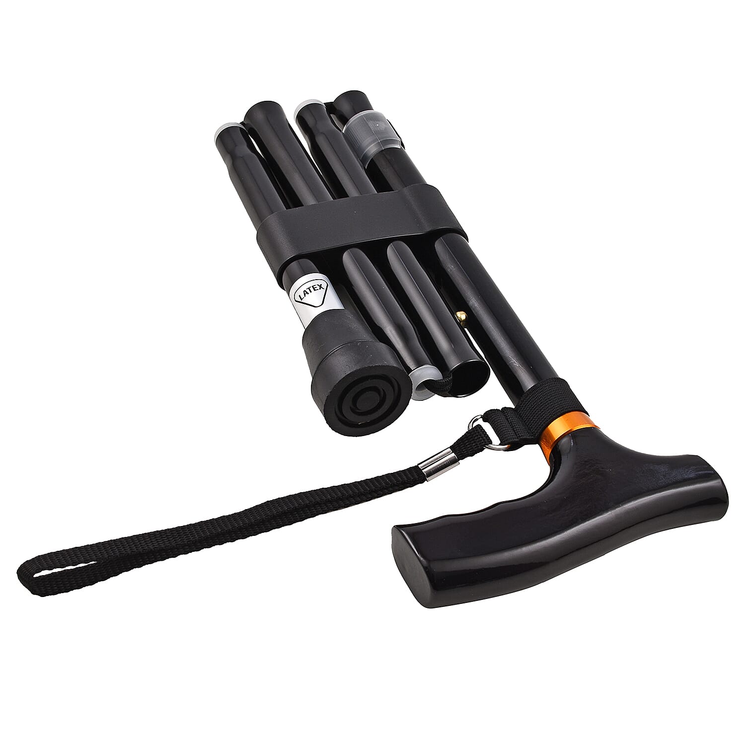 Homecraft Folding Coloured Walking Stick (Extendable 94cm) - Black