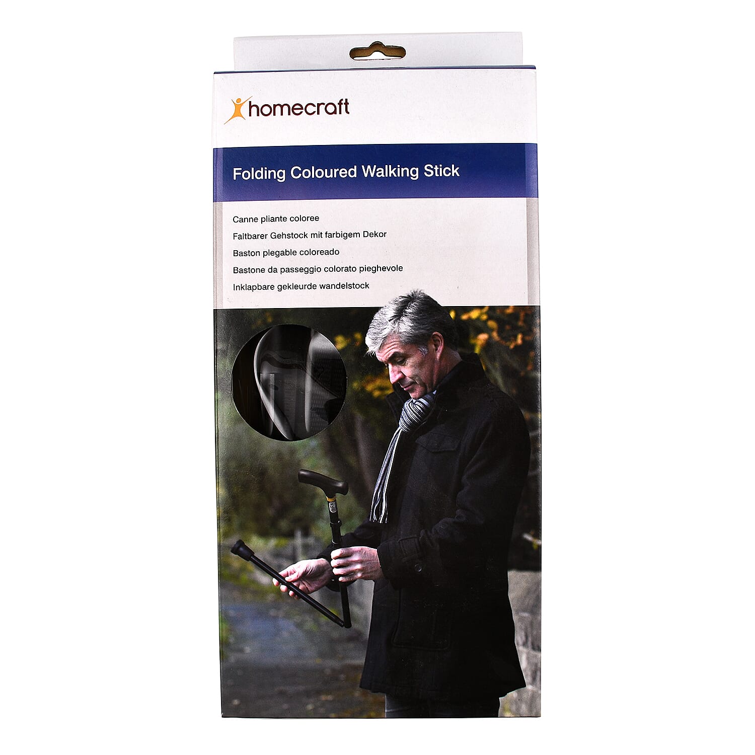 Homecraft Folding Coloured Walking Stick (Extendable 94cm) - Black