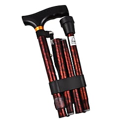 Homecraft Folding Coloured Walking Stick (Extendable 99cm) - Walnut