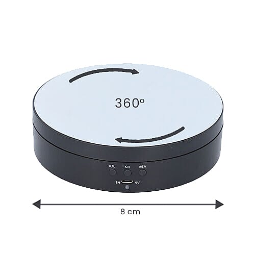 Rotating Display Stand with Black & Transparent Colour Crystal Glass (3xAAA Battery not Included) (Size 13x3.5cm)