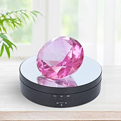 Rotating Display Stand with Black & Kunzite Colour Crystal Glass (3xAAA Battery not Included) (Size 13x3.5cm)