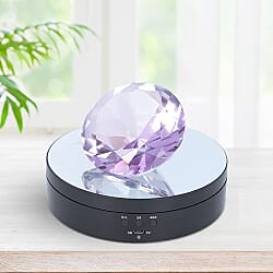 Rotating Display Stand with Black & Amethyst Colour Crystal Glass (3xAAA Battery not Included) (Size 13x3.5cm)