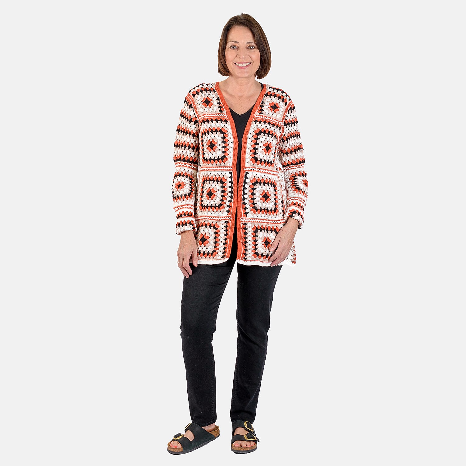 Bali Collection Cotton Hand Crochet Cardigan - White and Multi