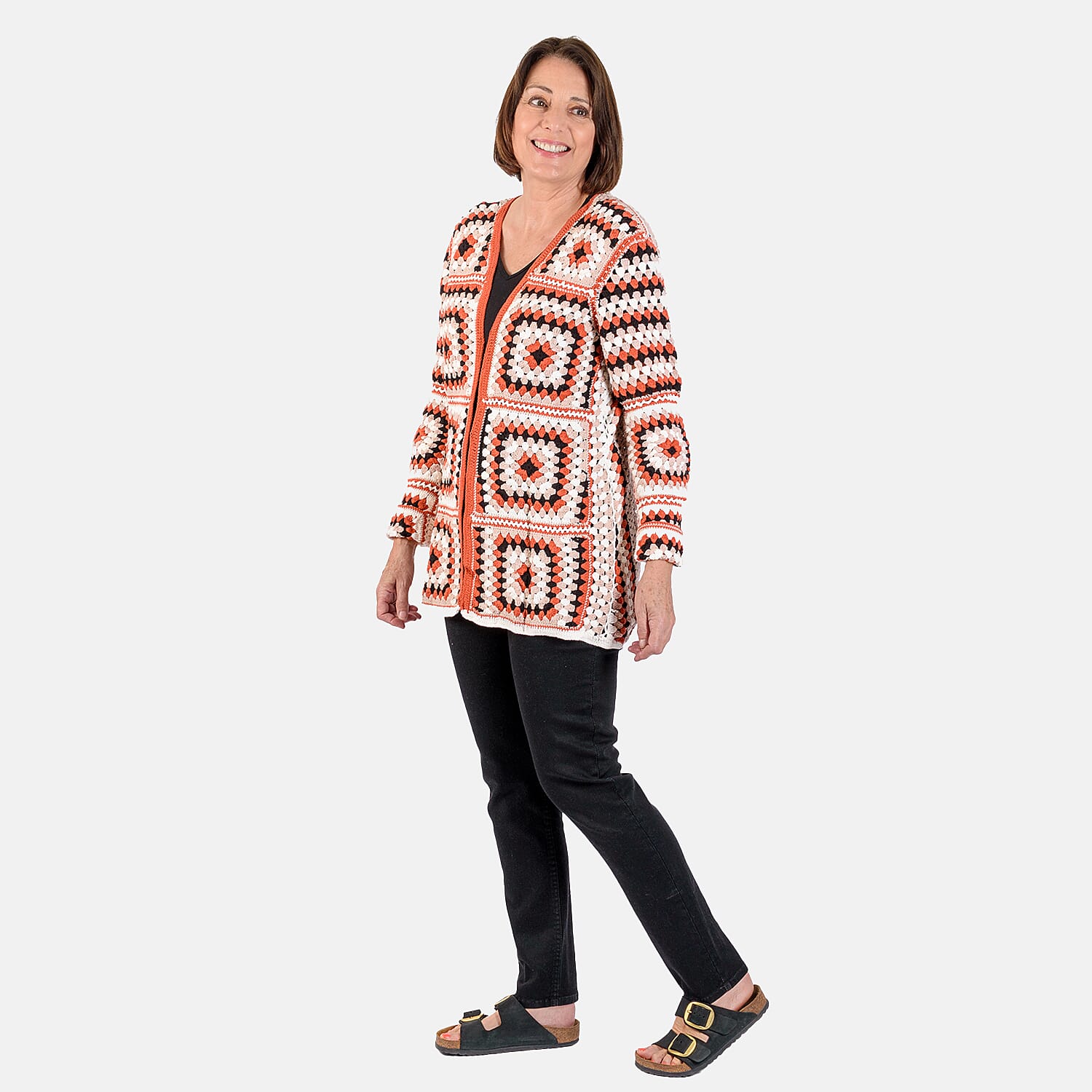 Bali Collection Cotton Hand Crochet Cardigan - White and Multi