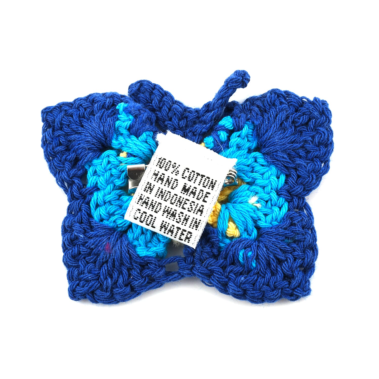Bali Collection Cotton Hand Butterfly Pattern Crochet Brooch - Blue