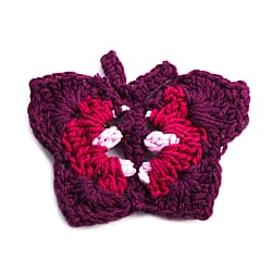 Bali Collection Cotton Hand Butterfly Pattern Crochet Brooch - Blue