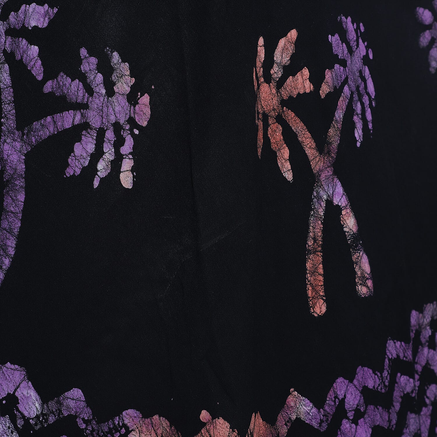 100% Viscose Tree Pattern Tie Dye Palm Women Dress (One Size 8-20) - Black