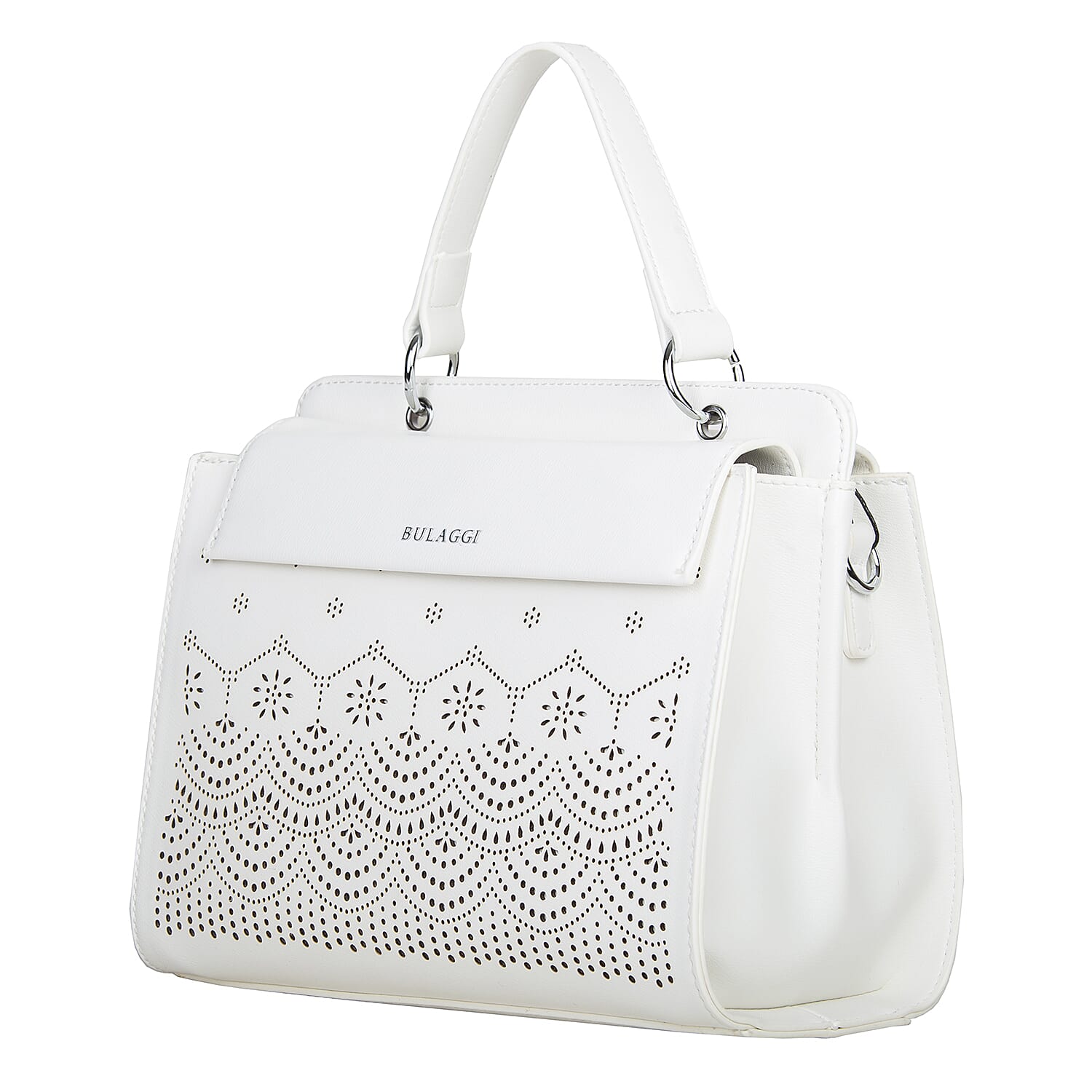 Bulaggi Collection Gail Handbag with Adjustable and Deatchable Shoulder Strap in White