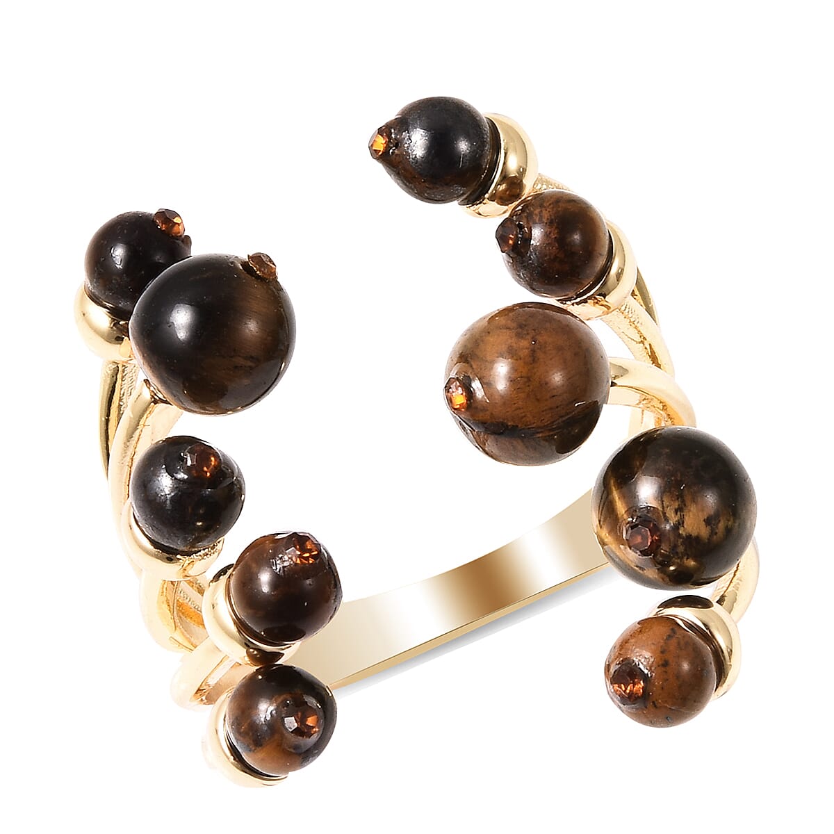 Yellow Tigers Eye Ring in Gold Tone 6.0 Ct