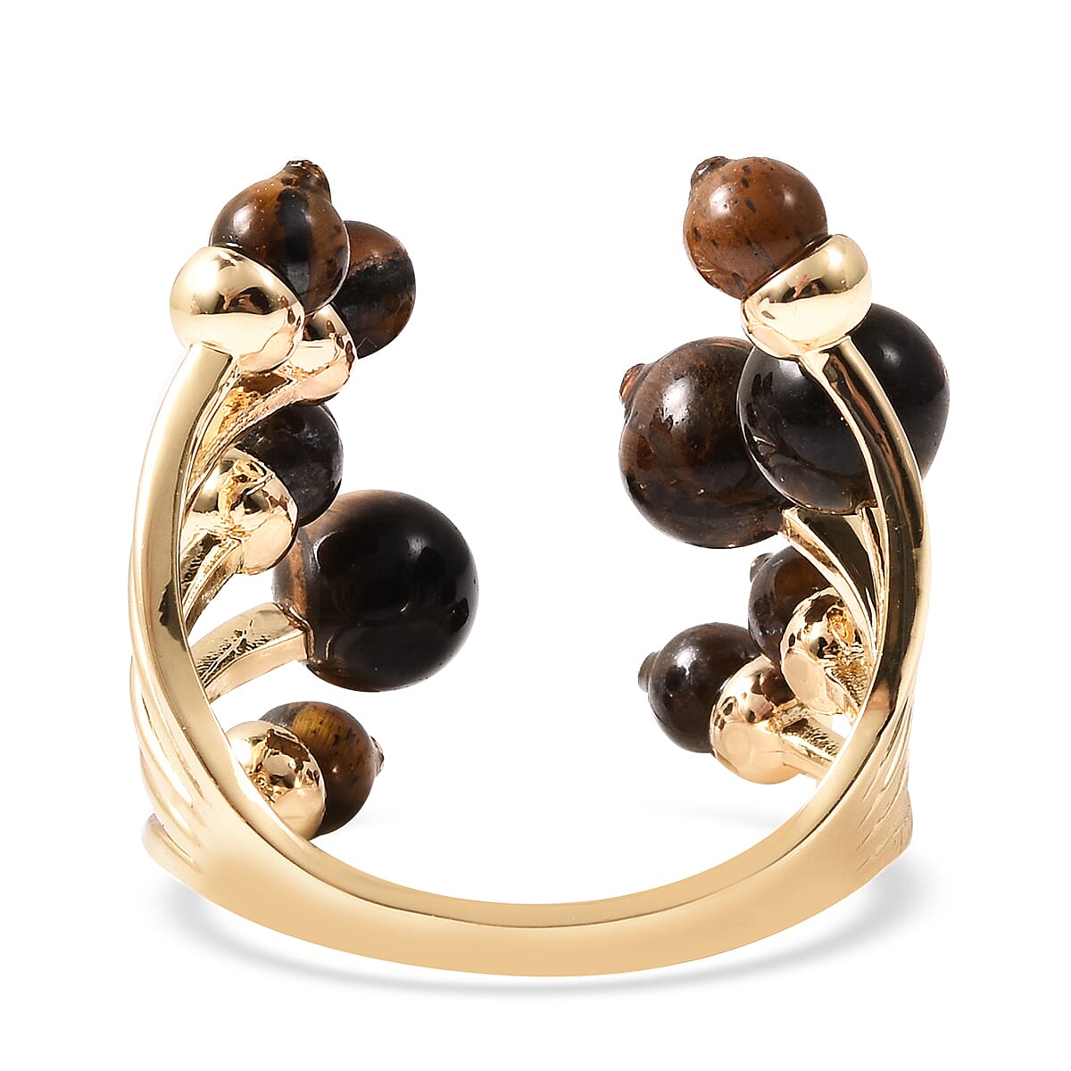 Yellow Tigers Eye Ring in Gold Tone 6.0 Ct