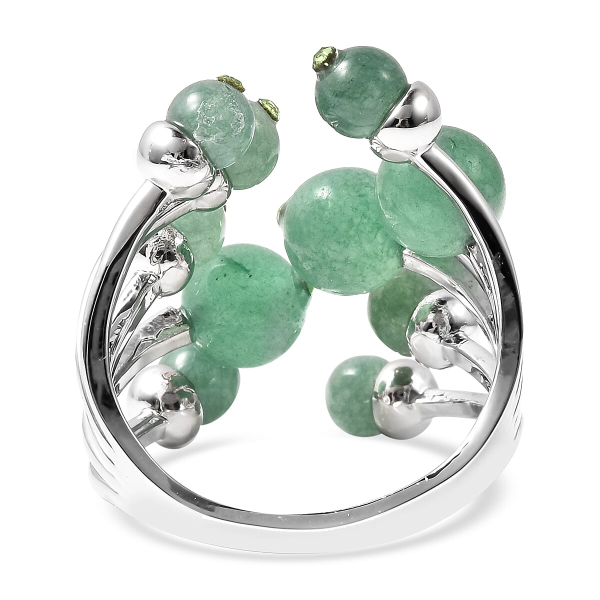 Green Aventurine Ring in Silver Tone 3.0 Ct