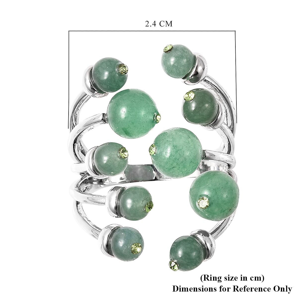 Green Aventurine Ring in Silver Tone 3.0 Ct