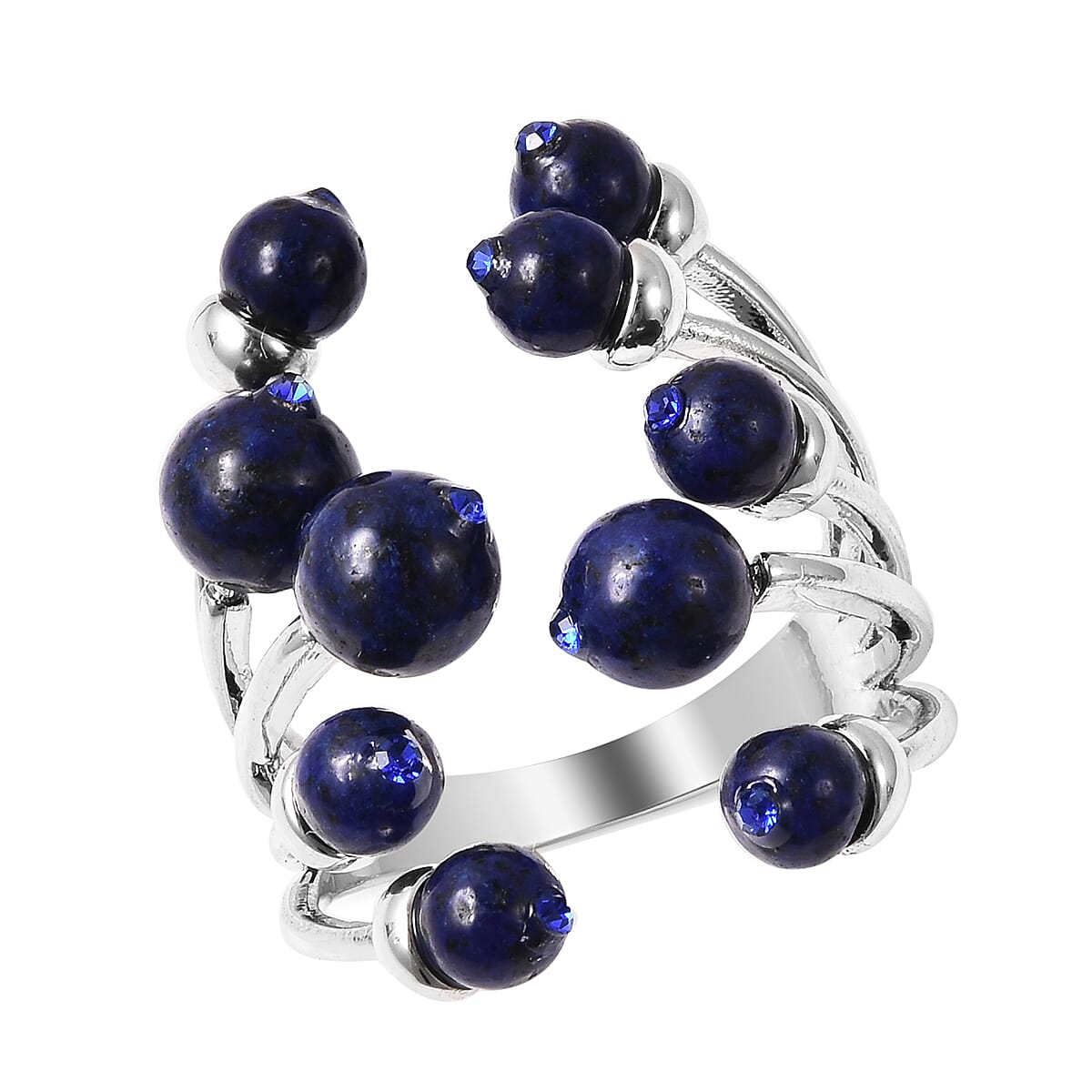 Lapis Lazuli Ring in Silver Tone 6.00 Ct.