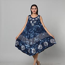 Tie & Dye Royal Blue Umbrella Dress in Dots Print Size upto 20