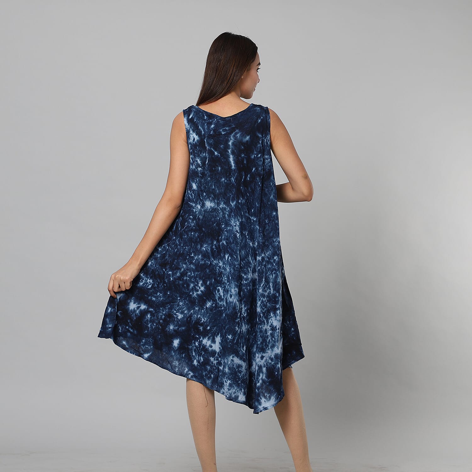 Tie Dye Umbrella Dress in Blue Size upto 18 Length 120cm/47in