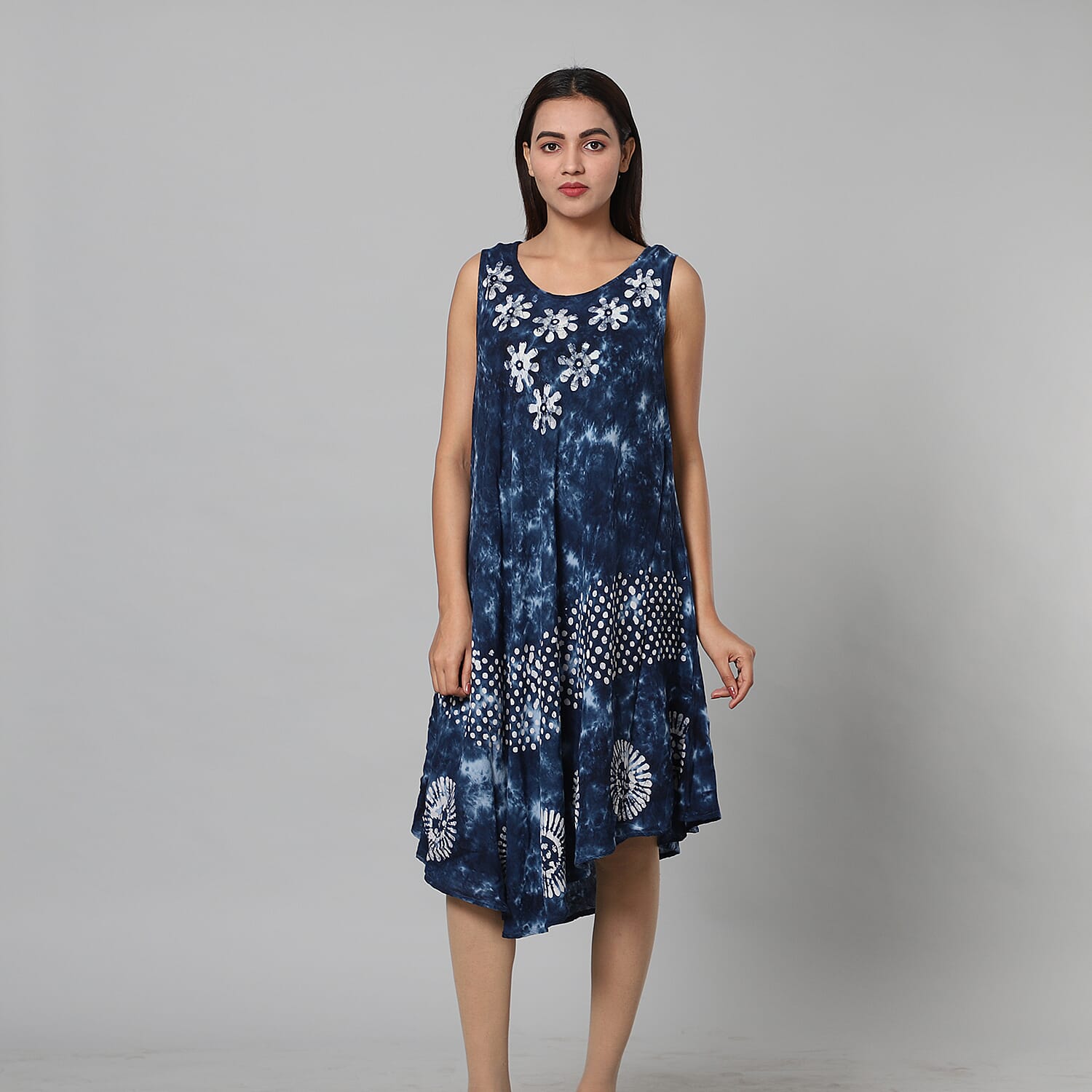 Tie Dye Umbrella Dress in Blue Size upto 18 Length 120cm/47in