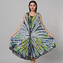 Tie & Dye Umbrella Dress in Grey and Black (Size upto 20)  Length - 120cm/47in