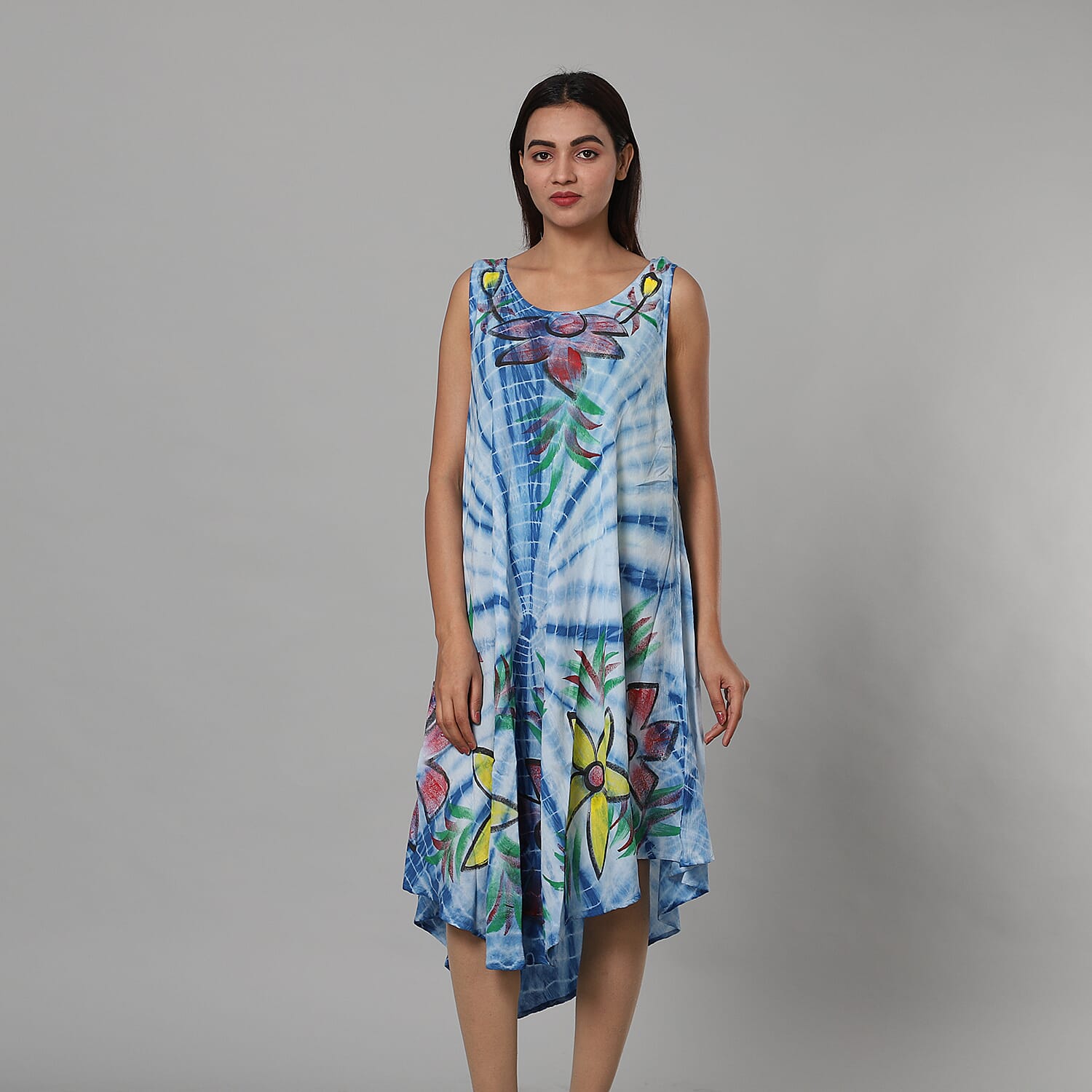 Tie & Dye Umbrella Dress in Grey and Black (Size upto 20)  Length - 120cm/47in