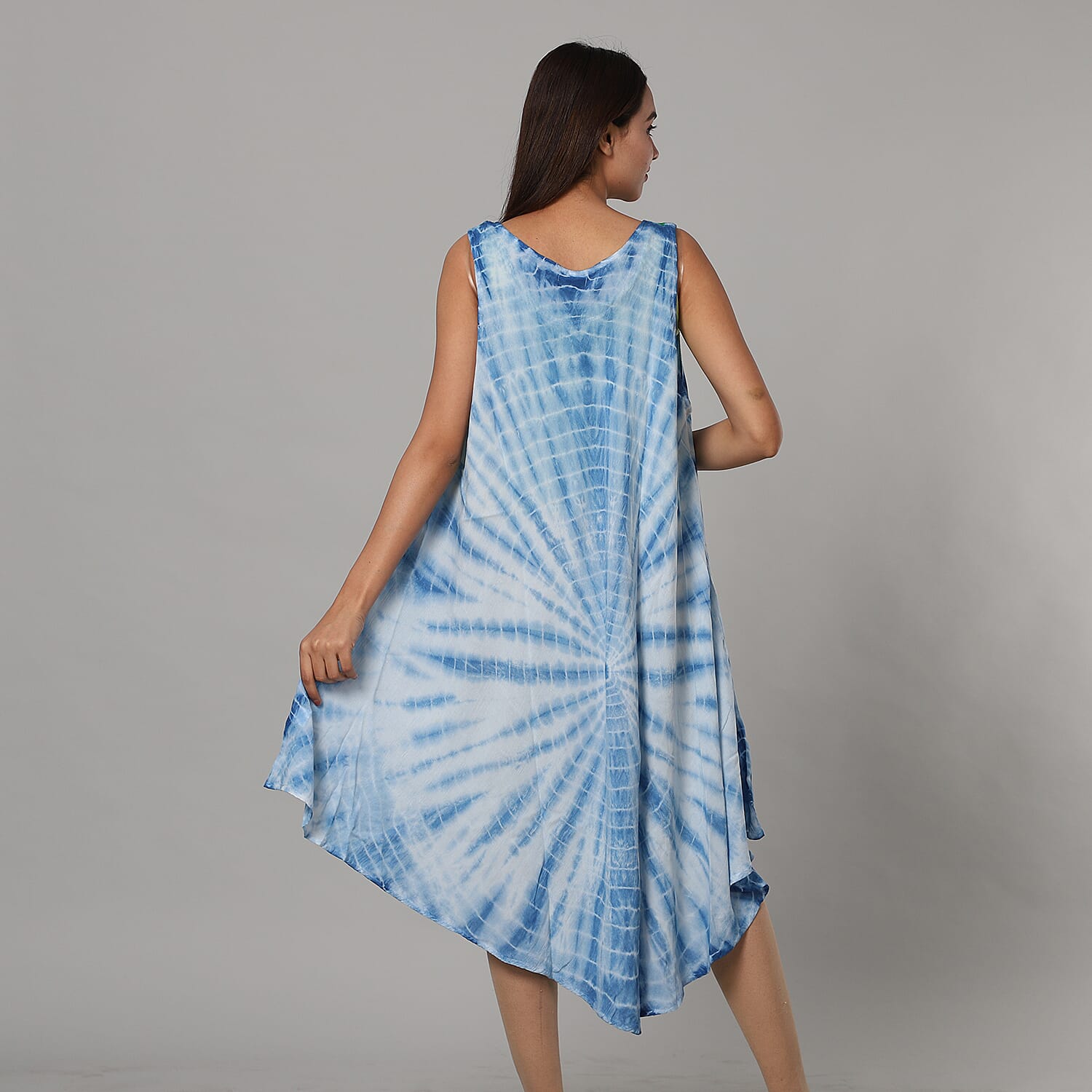 Tie & Dye Umbrella Dress in Grey and Black (Size upto 20)  Length - 120cm/47in