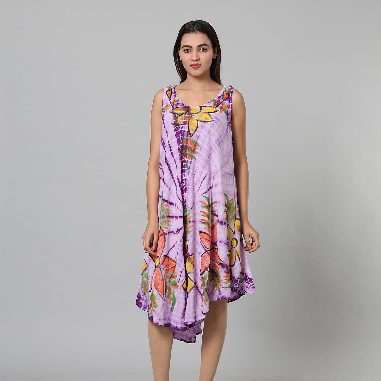 Tie & Dye Umbrella Dress in Grey and Black (Size upto 20)  Length - 120cm/47in