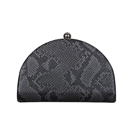 Bulaggi Collection Quince Grey and Black Snake-Skin Pattern Clutch Bag