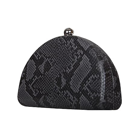 Bulaggi Collection Quince Grey and Black Snake-Skin Pattern Clutch Bag