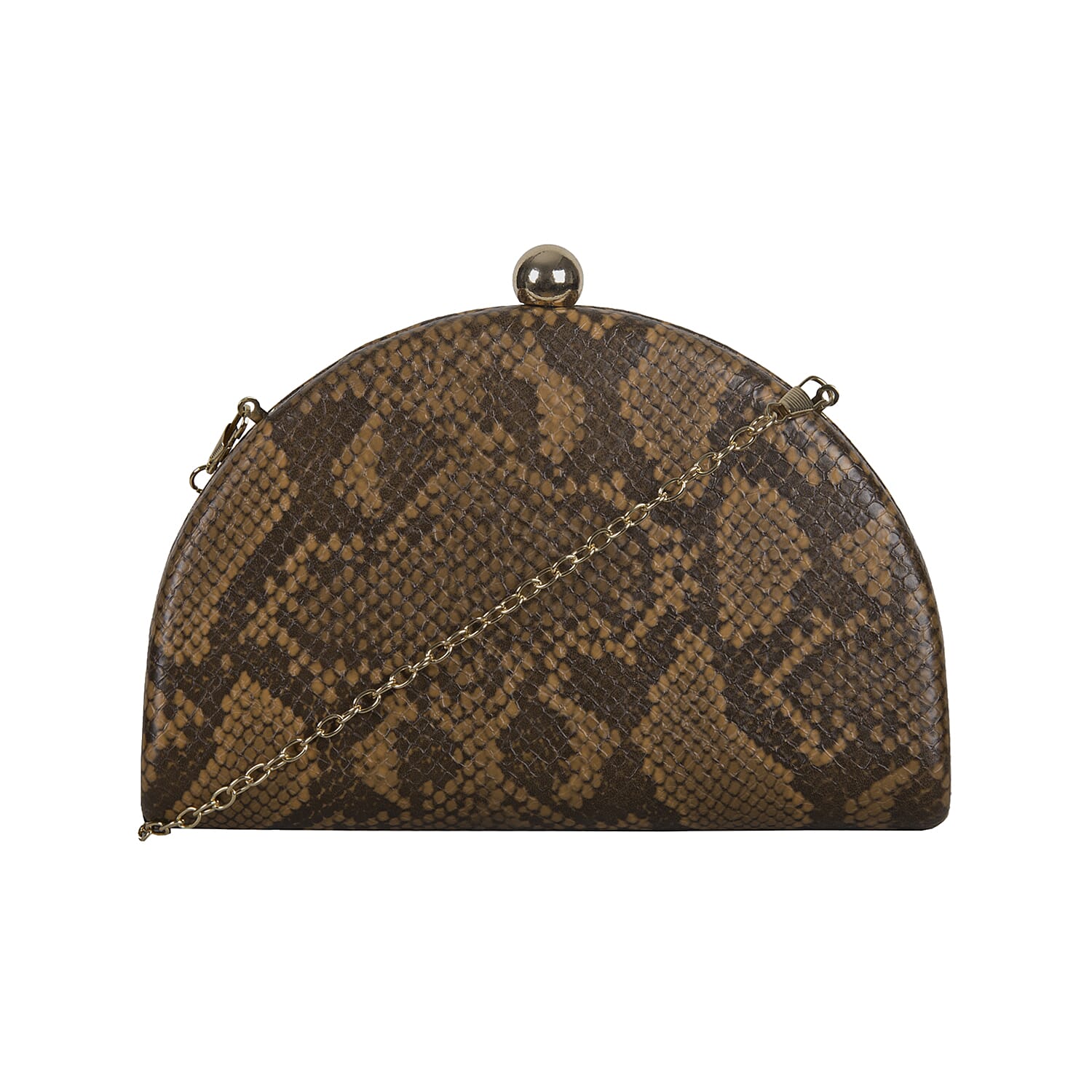 Bulaggi Collection Quince Camel and Black Snake-Skin Pattern Clutch Bag