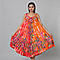 Tie & Dye Red and Orange Umbrella Dress in Floral Pattern (Size upto 20)