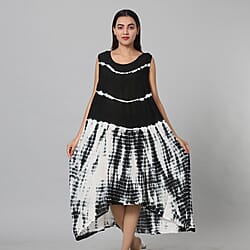 Tie & Dye Umbrella Dress in Black and White