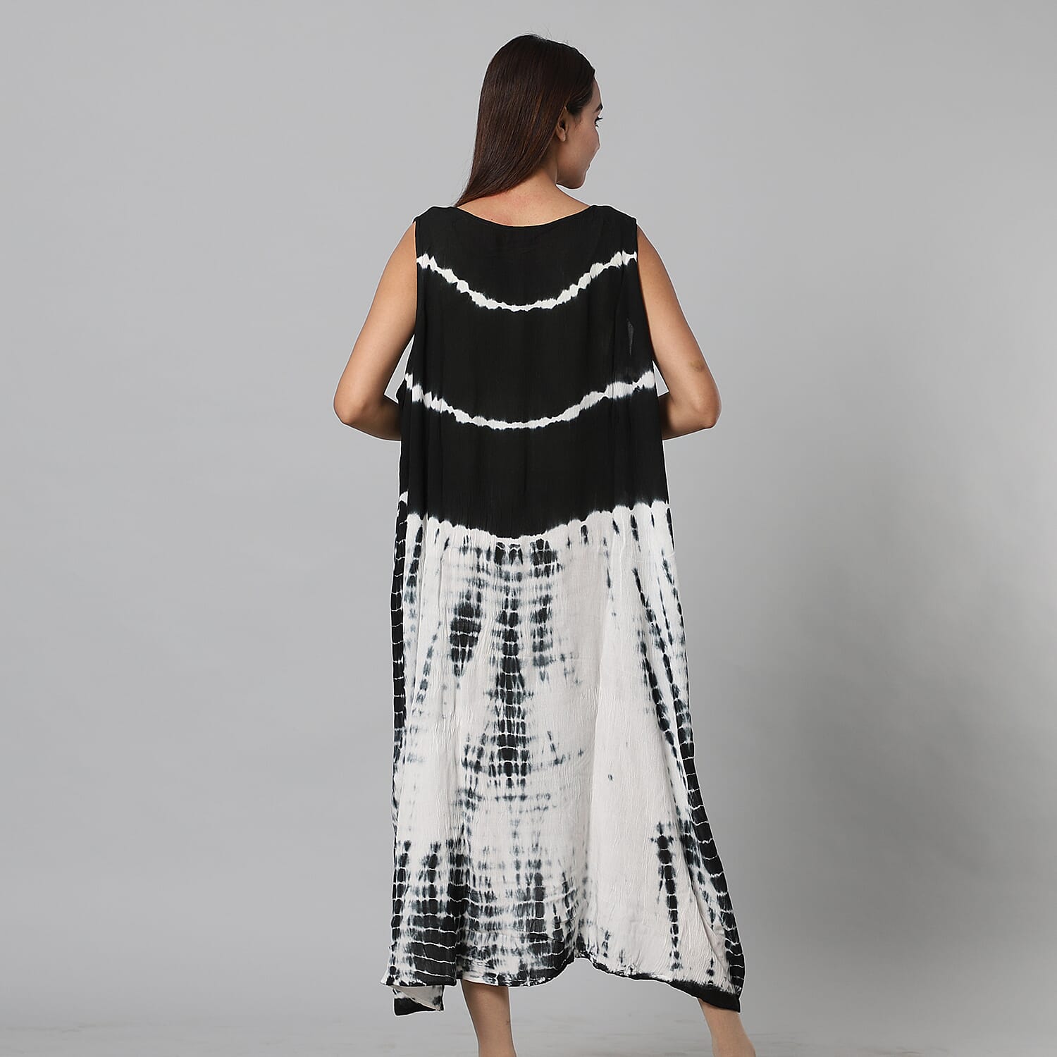 Tie & Dye Umbrella Dress in Black and White