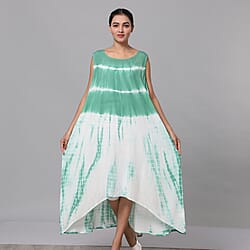 Tie & Dye Umbrella Dress in Green and White