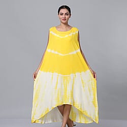 Tie & Dye Umbrella Dress in Yellow and White (Size upto 18)