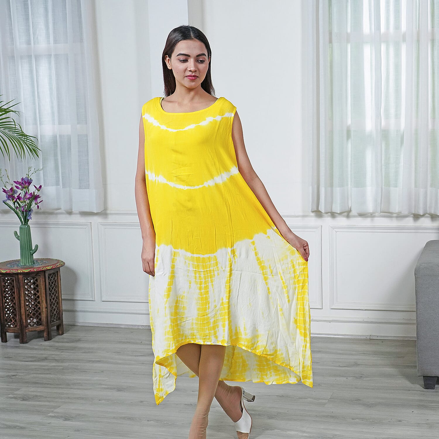 Tie & Dye Umbrella Dress in Black and White