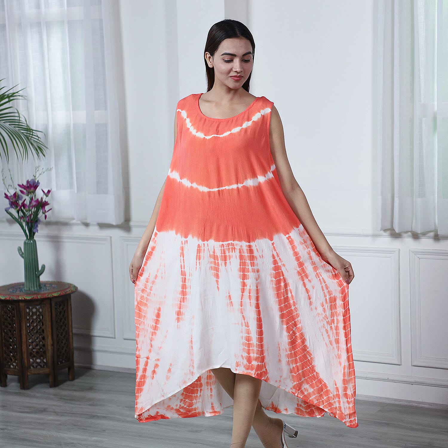 Tie & Dye Umbrella Dress in Black and White