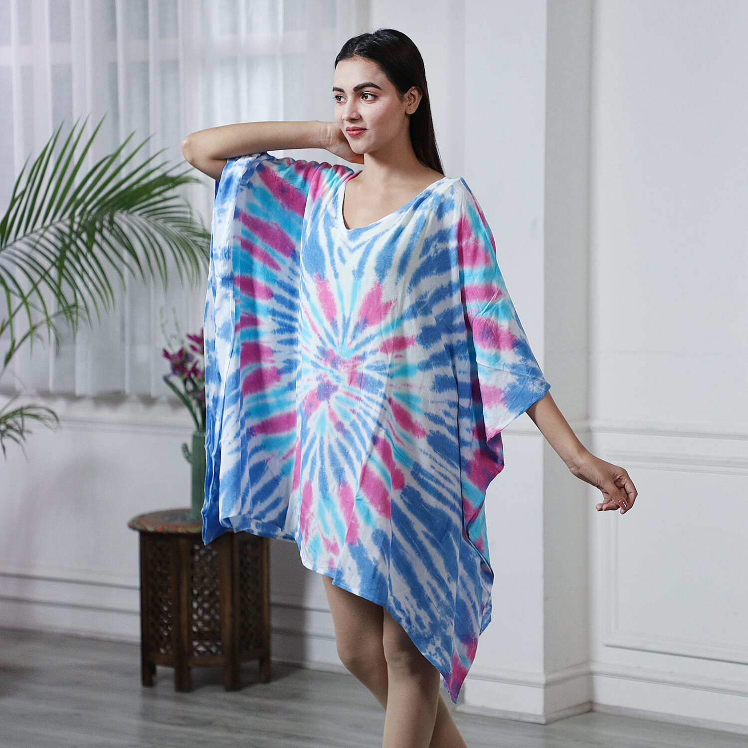 New Arrival-Tie & Dye Kaftan in Blue and Multi Colour (Size upto 18)