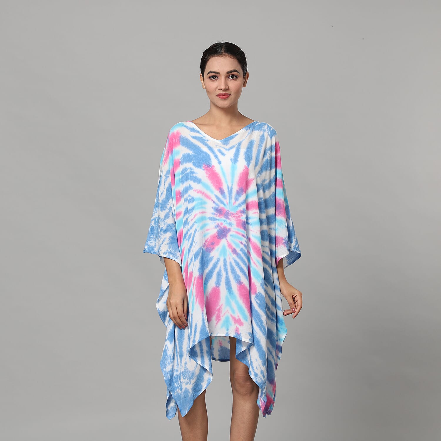 New Arrival-Tie & Dye Kaftan in Blue and Multi Colour (Size upto 18)