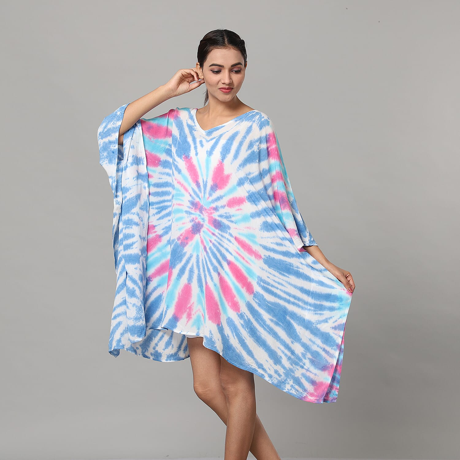 New Arrival-Tie & Dye Kaftan in Blue and Multi Colour (Size upto 18)
