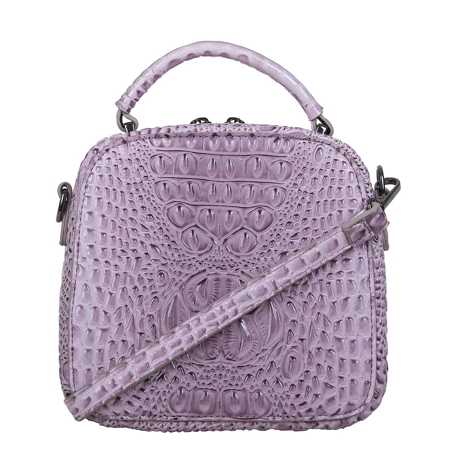 Bulaggi Collection Bells Croc Pattern Crossbody Bag with Flap Pocket in Font in Lilac