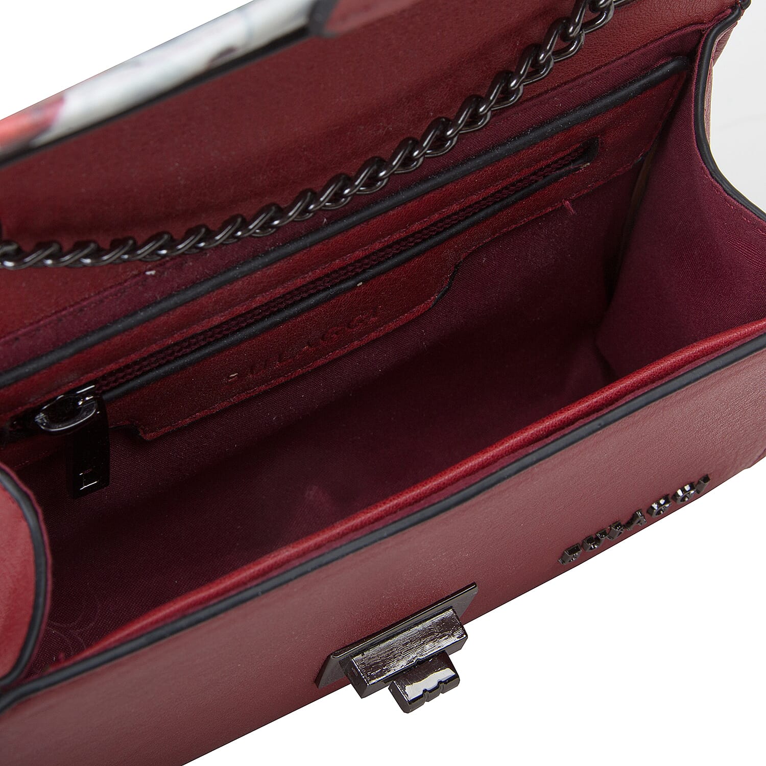 Bulaggi Collection Tulip Black Base Floral Pattern Crossbody Bag in Red