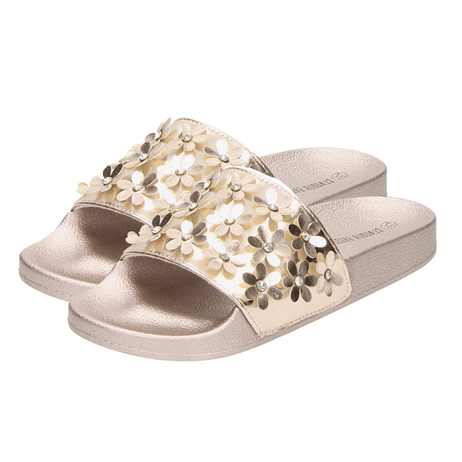 Comfortable Women Flower Slider in Rose Gold (Size 8)