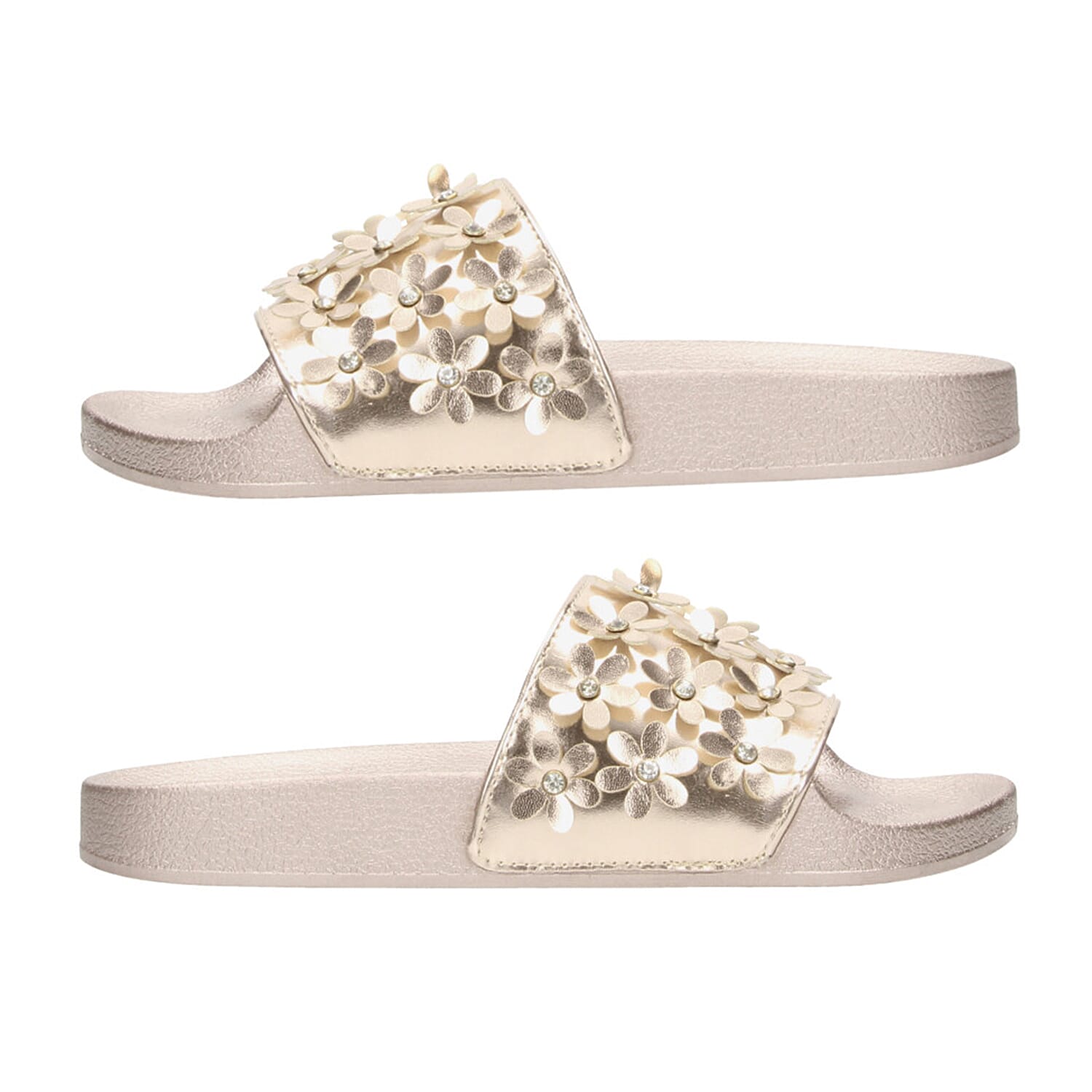 Comfortable Women Flower Slider in Rose Gold (Size 8)
