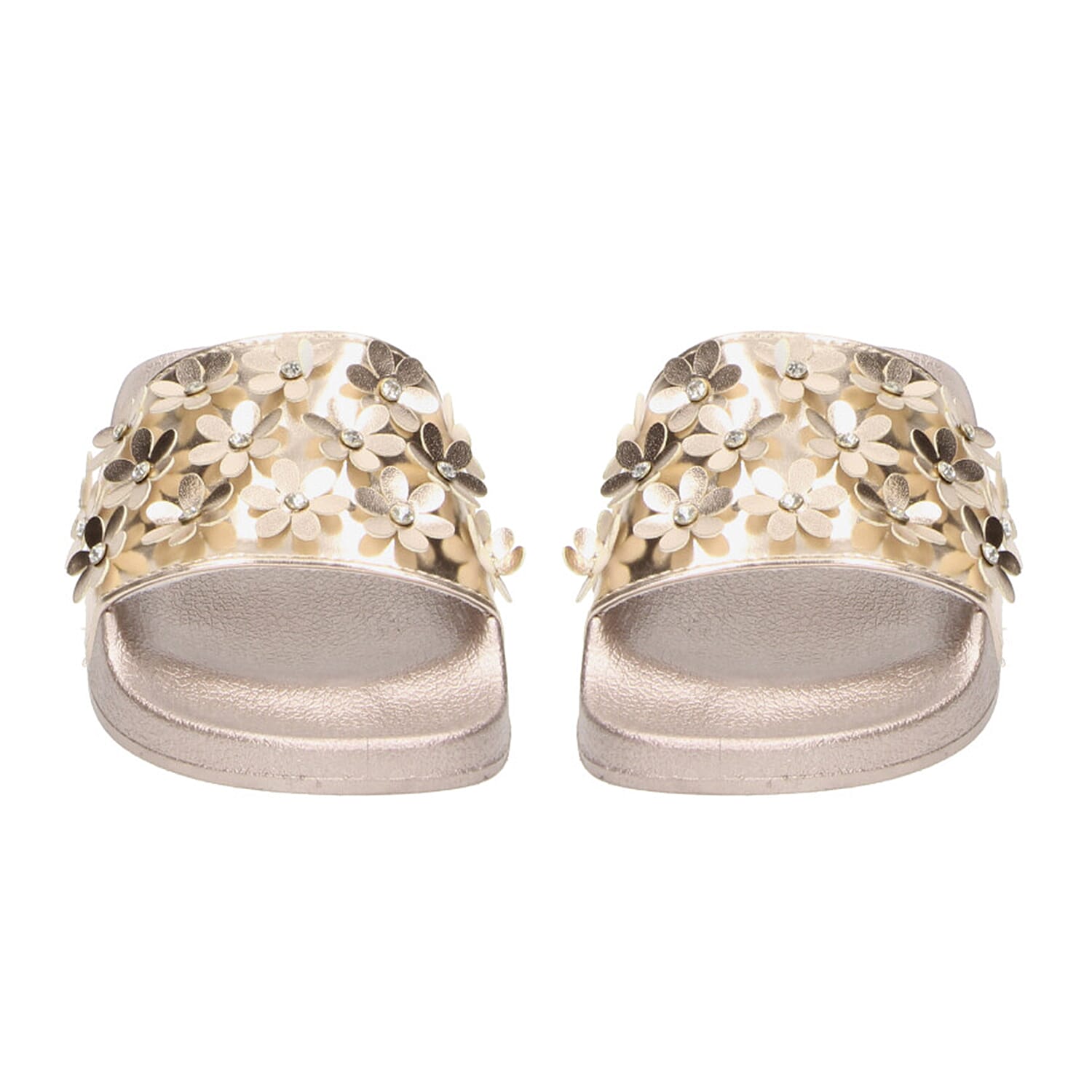 Comfortable Women Flower Slider in Rose Gold (Size 8)