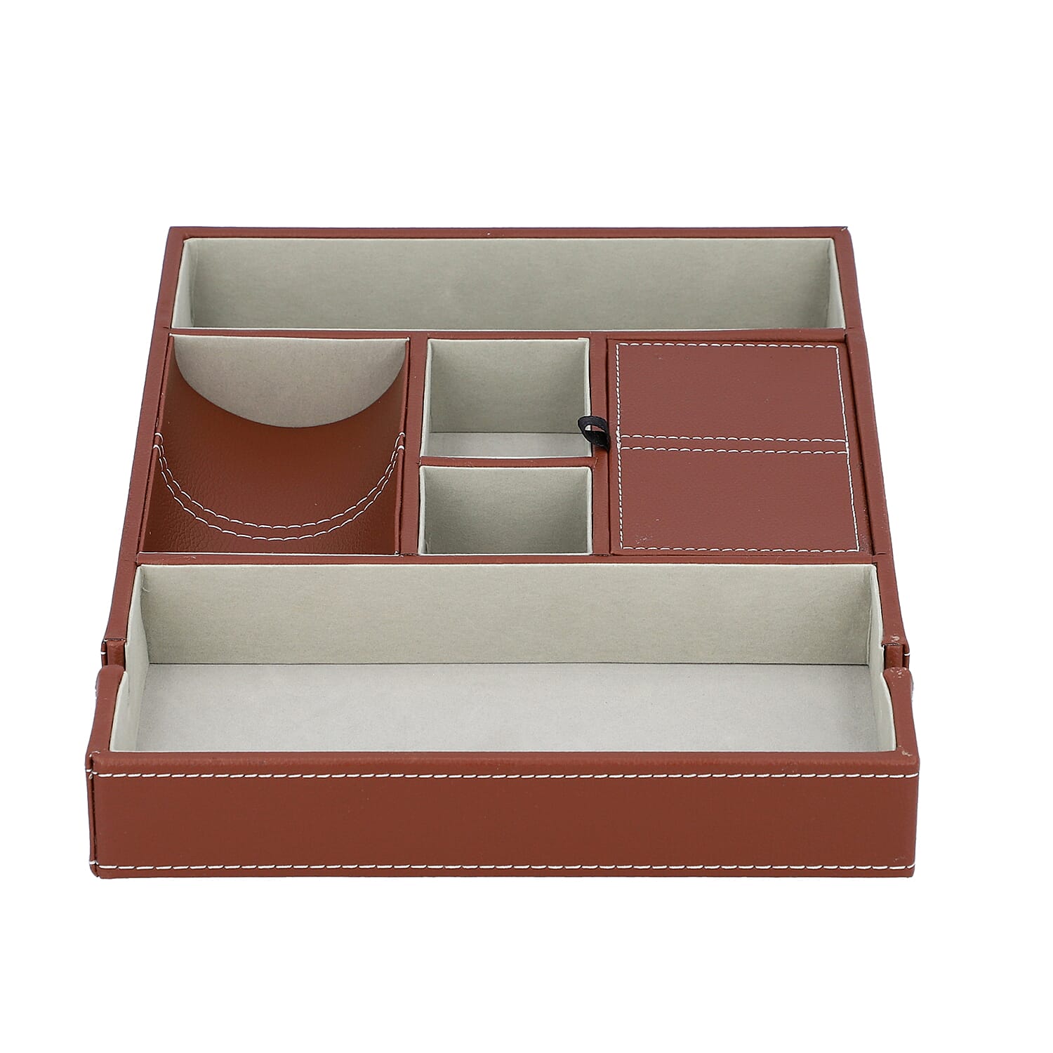 6 Section Portable Jewellery Organiser (Size 35x24x4Cm) - Brown