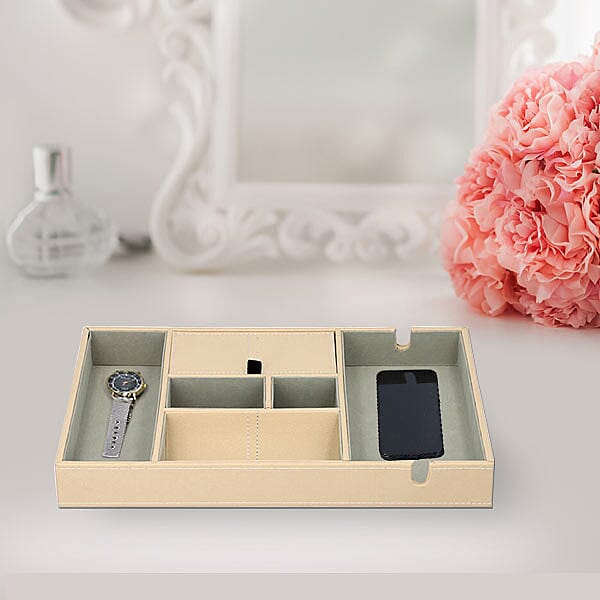 6 Section Portable Mutipurpose Organiser (Size 35x24x4Cm) - Beige